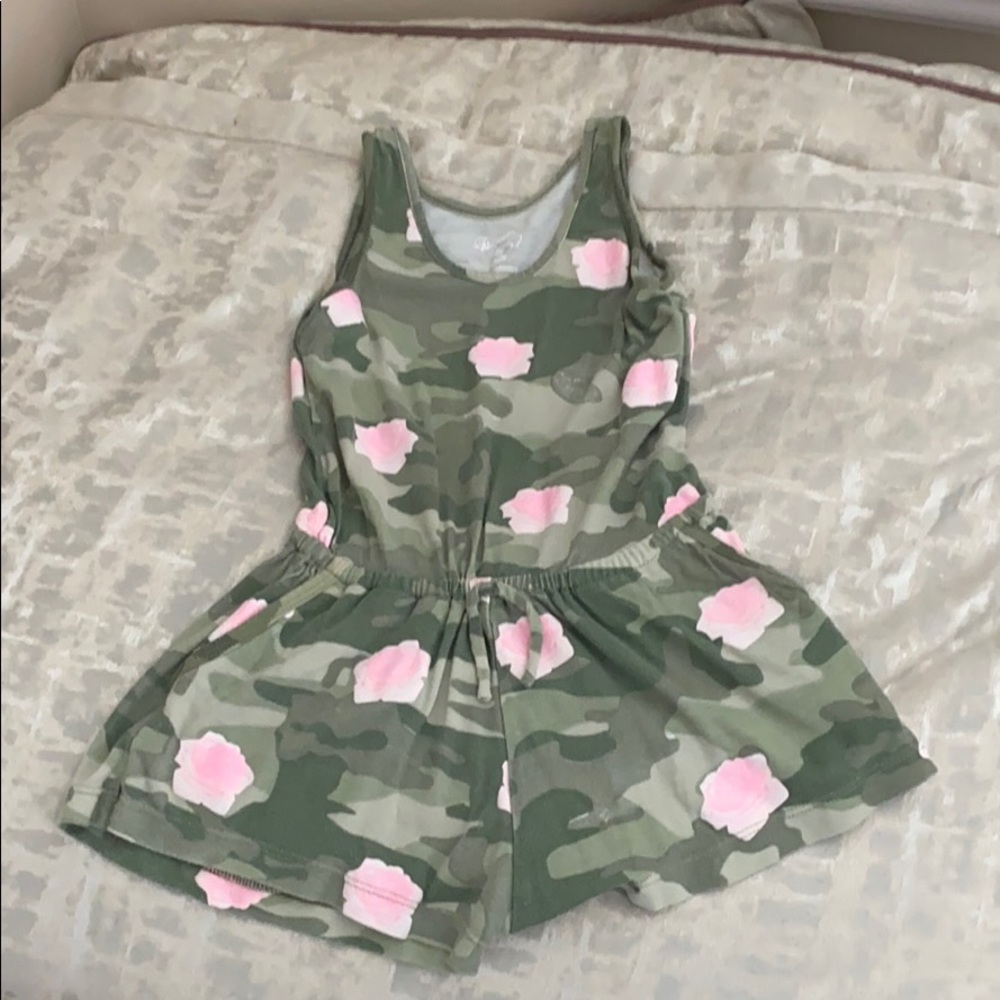 Rose and camo romper